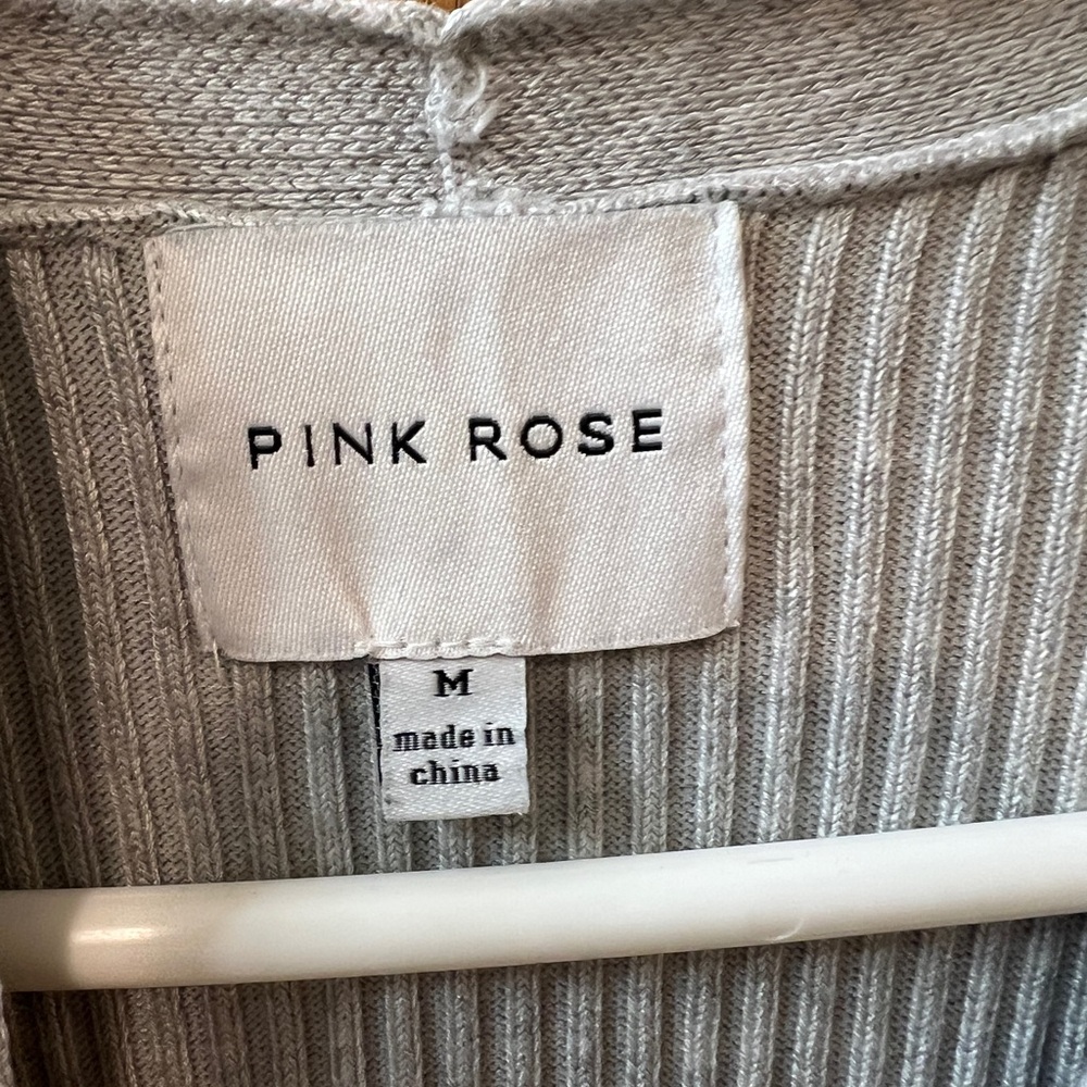 Pink Rose Sleeveless Ribbed Button-Front Maxi Dress in Light Gray - Picture 3 of 6